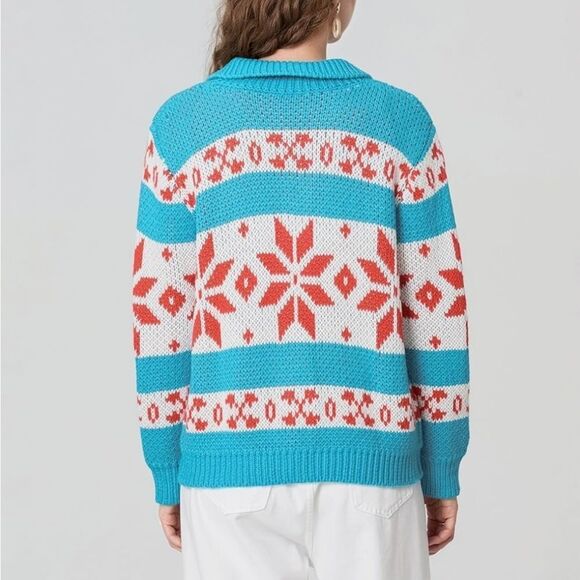 Bailey Rose Cardigan Sweater zip up Size Small blue/white NWT in package - Picture 6 of 9